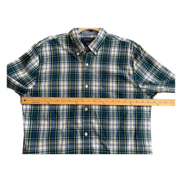 Crown & Ivy Blue Green Plaid Long Sleeve Button Down Shirt Classic Fit Size Med - Picture 8 of 9
